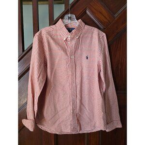 Ralph Lauren Mens Orange Checkered Long Sleeve Shirt XL
